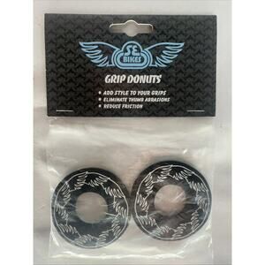 SE Racing wings old school BMX bicycle foam grip donuts WHITE on BLACK